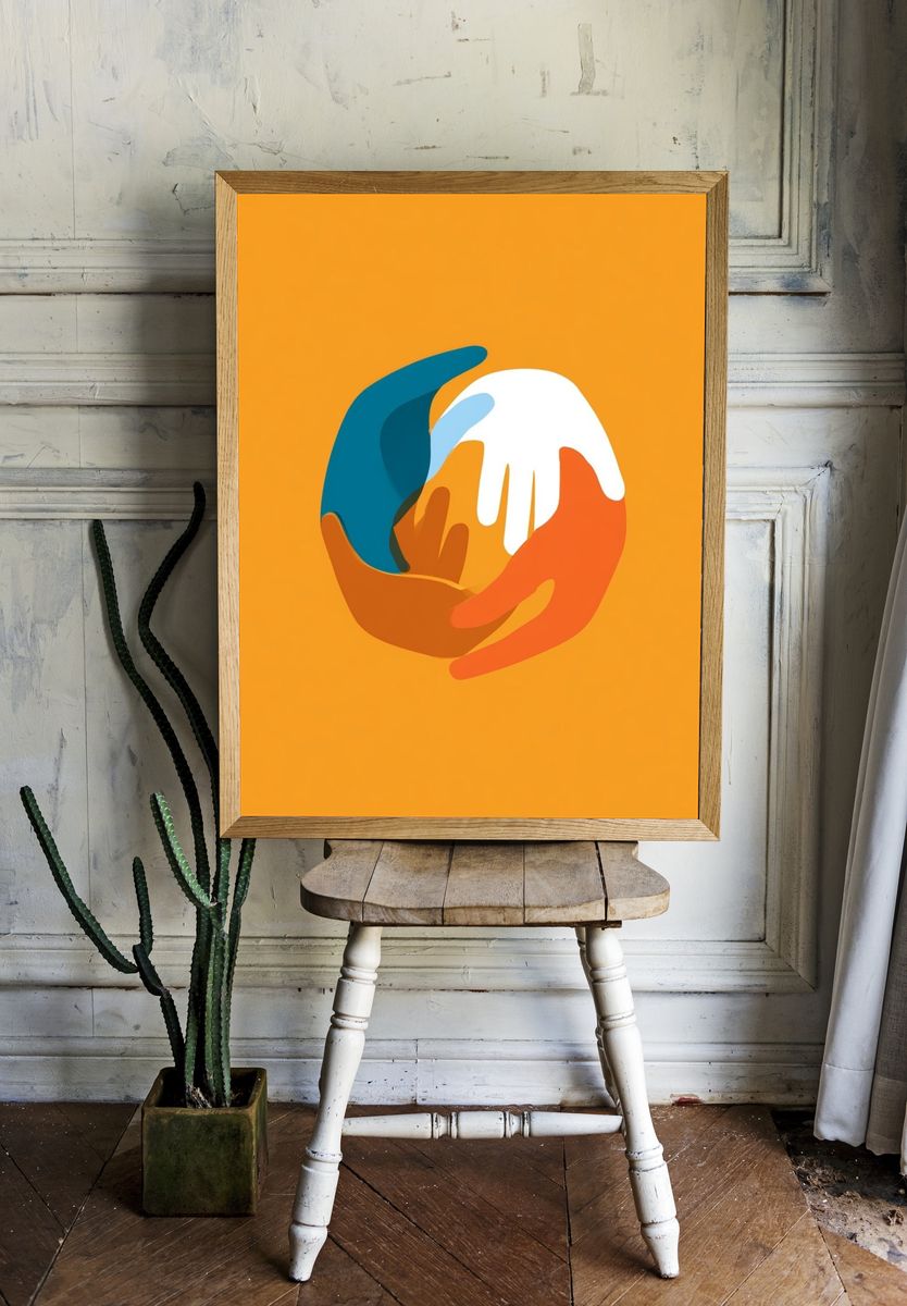 Abstract Hands Circle Poster. — room view 1