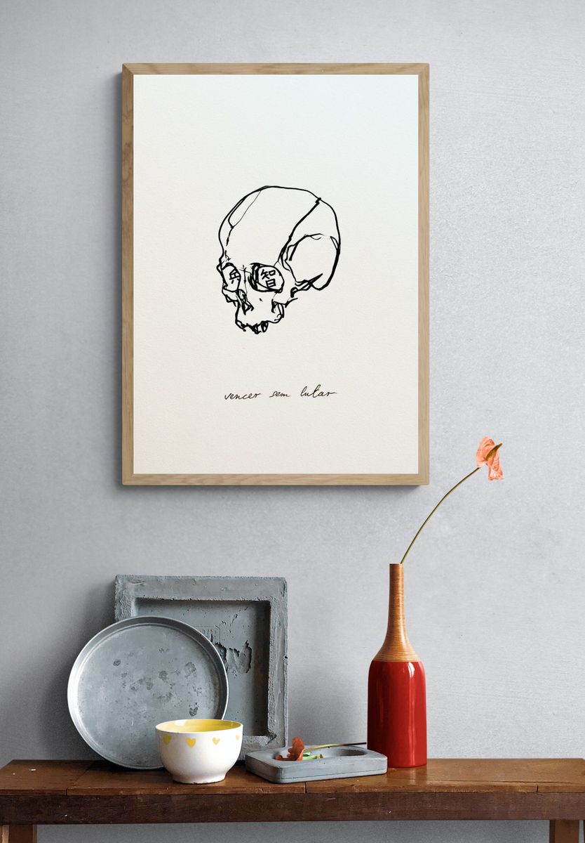 Skull Line Art Print. — room view 3