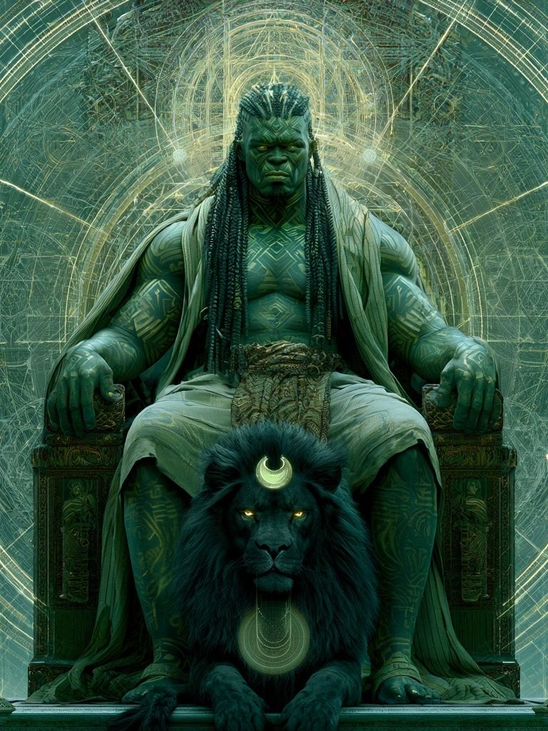 Green Guardian Throne Illustration Poster. poster detail