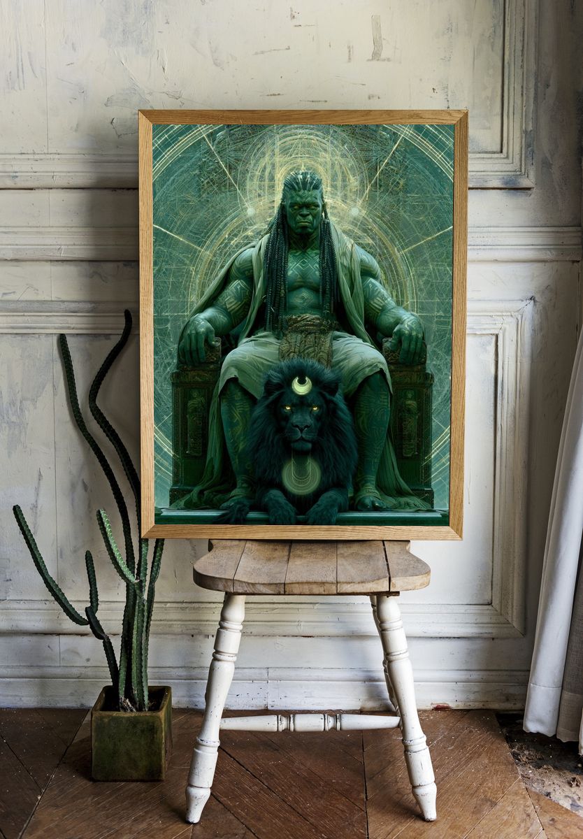 Green Guardian Throne Illustration Poster. room preview