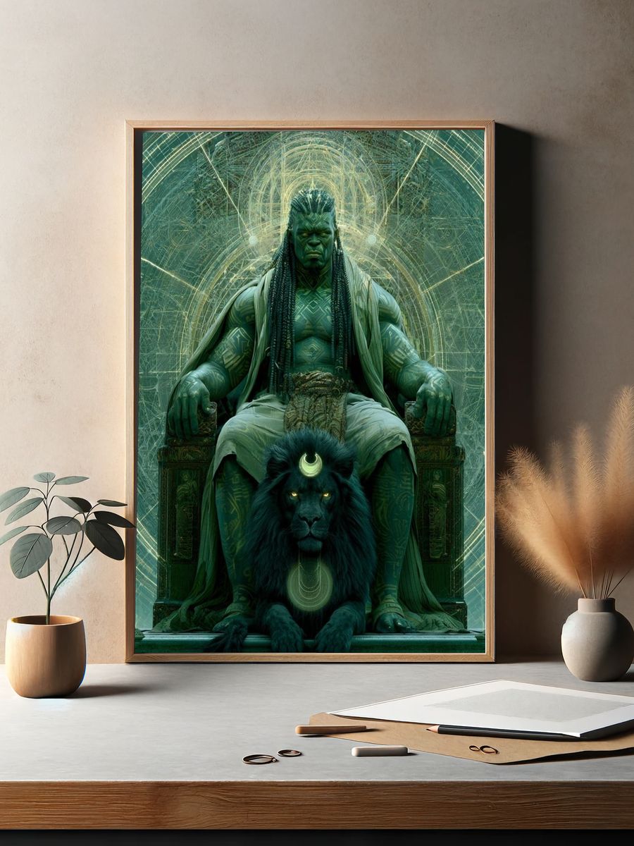 Green Guardian Throne Illustration Poster. — room view 2