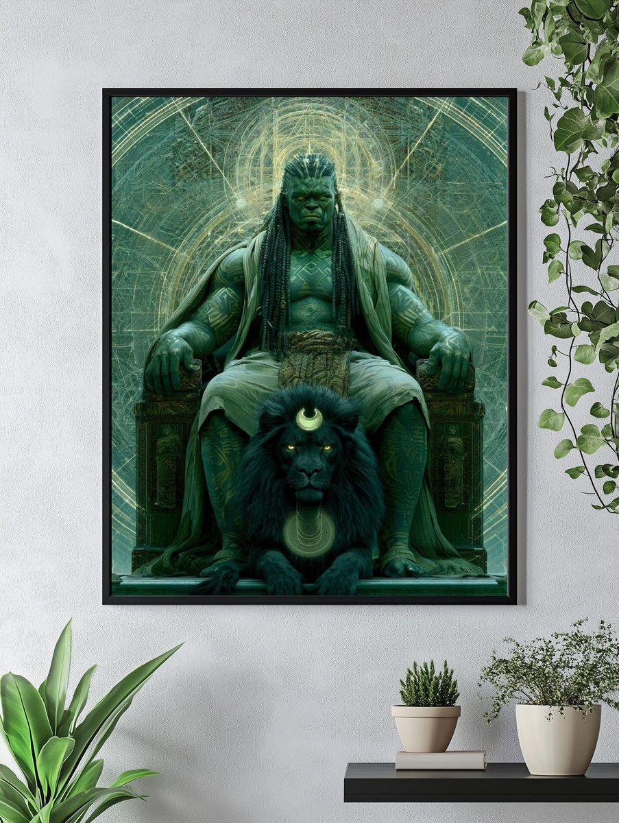 Green Guardian Throne Illustration Poster. — room view 4