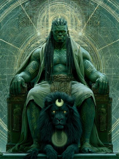 Green Guardian Throne Illustration Poster.
