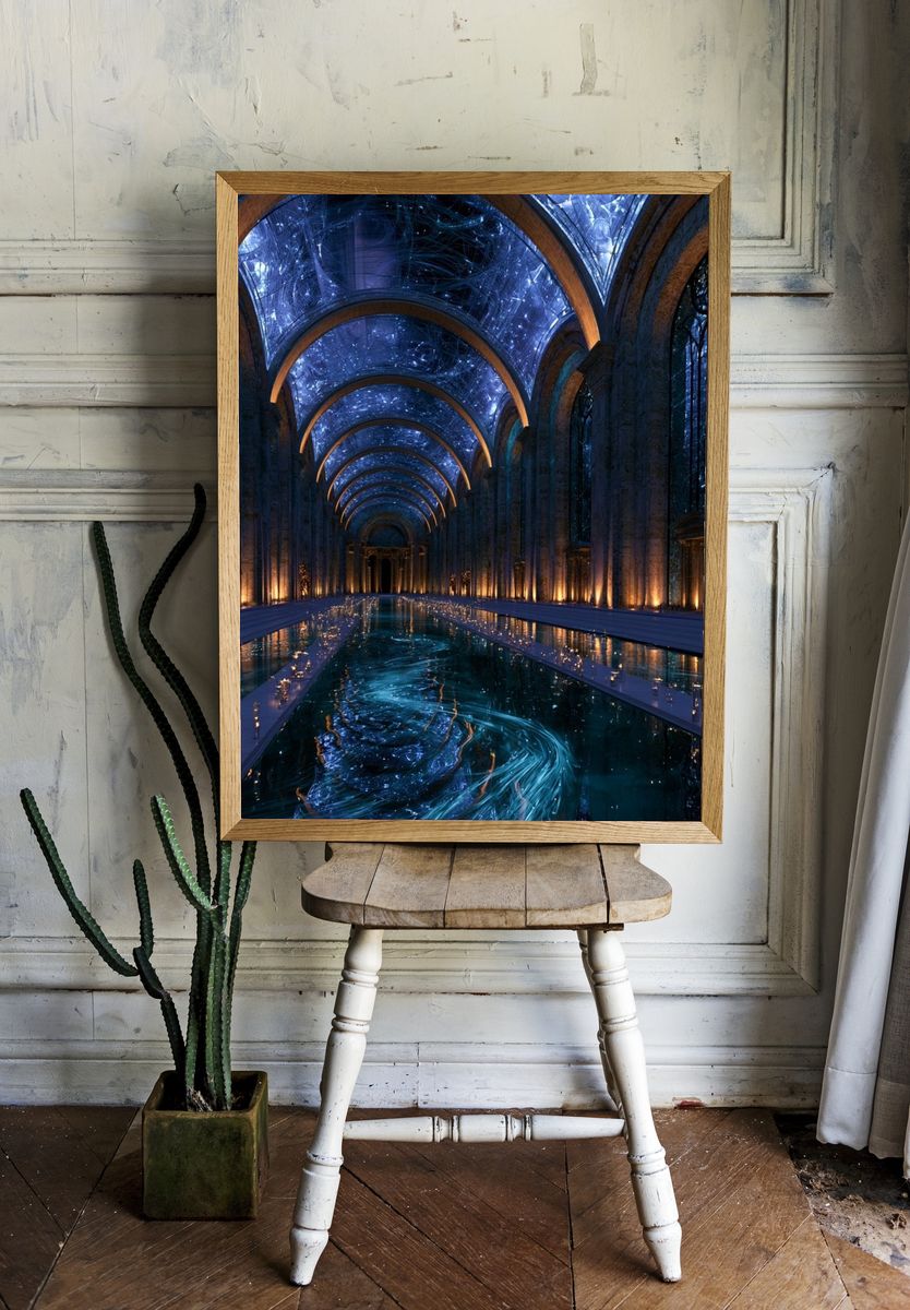 Celestial Hallway Fantasy Print. room preview