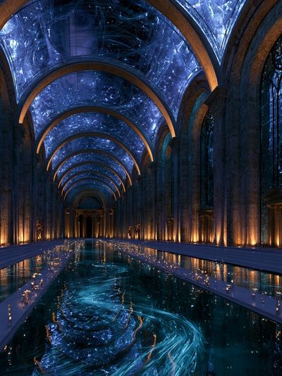 Celestial Hallway Fantasy Print. poster