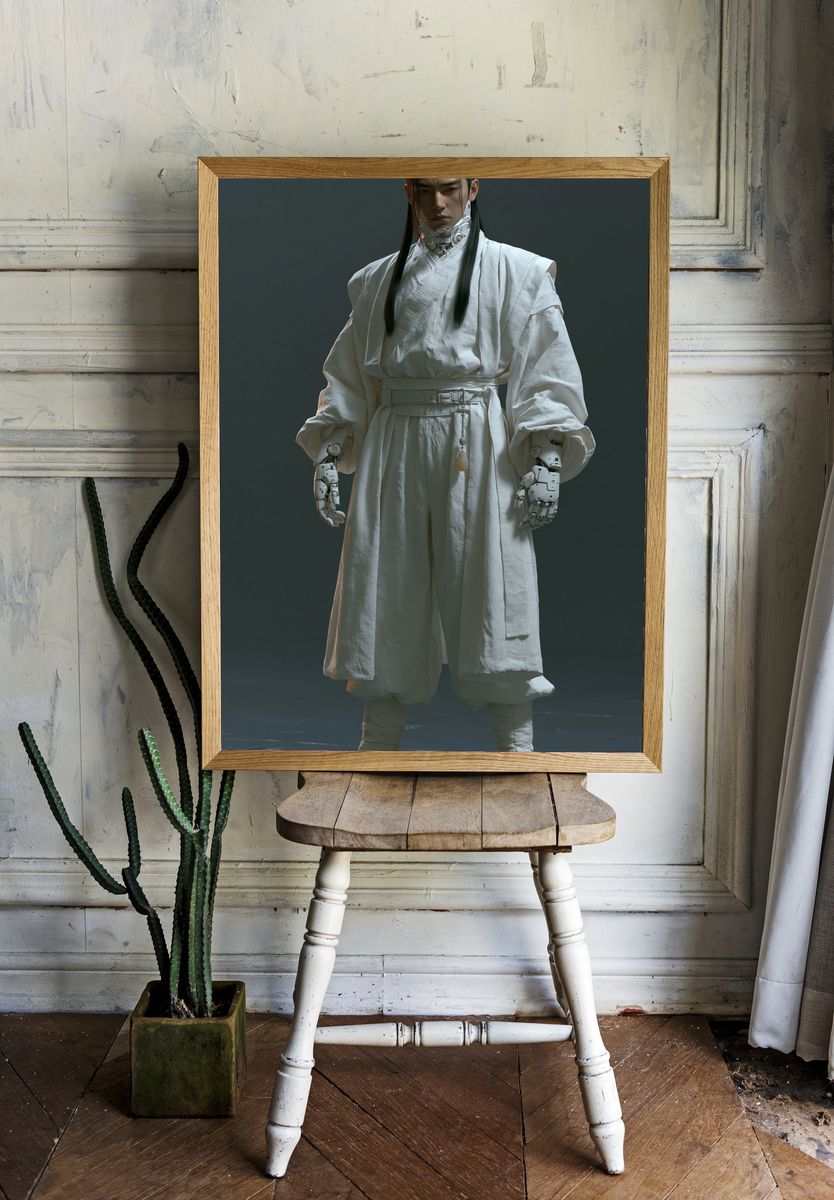 Cyber Monk Portrait Print. room preview