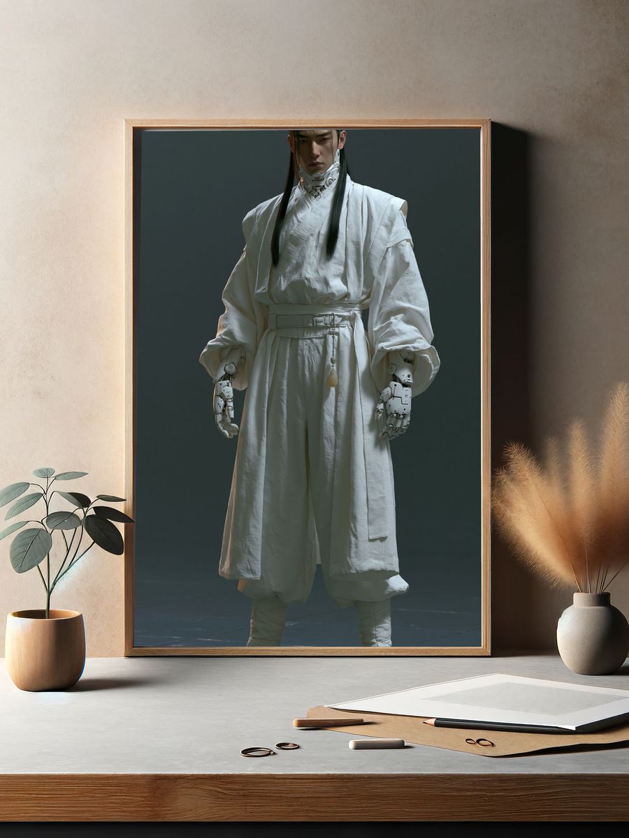 Cyber Monk Portrait Print. — room view 2