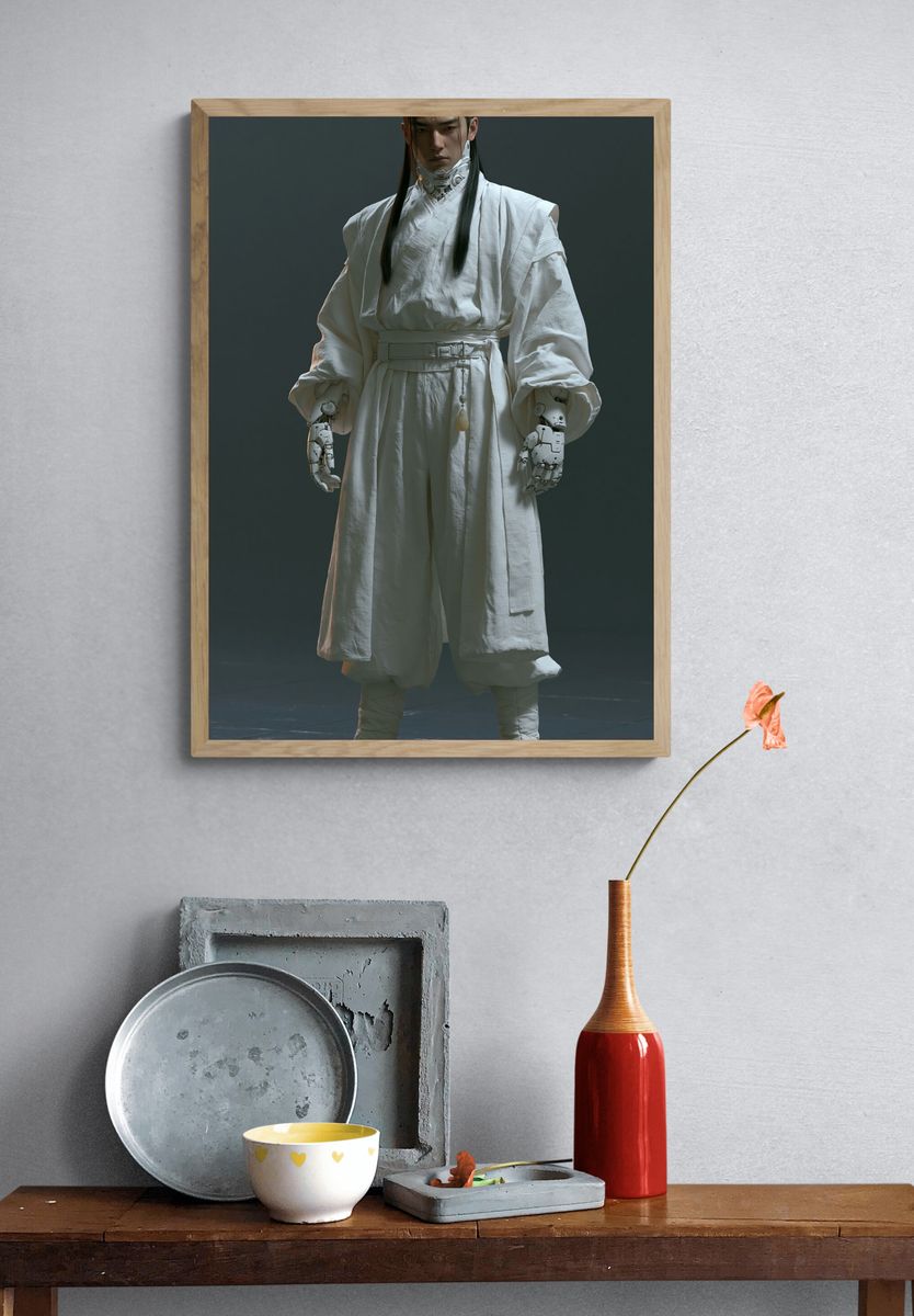 Cyber Monk Portrait Print. — room view 3