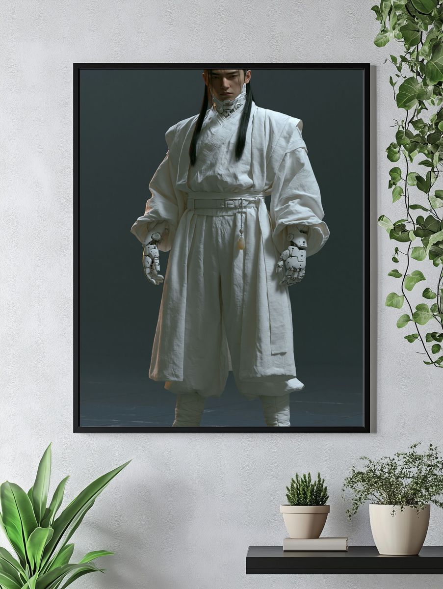 Cyber Monk Portrait Print. — room view 4