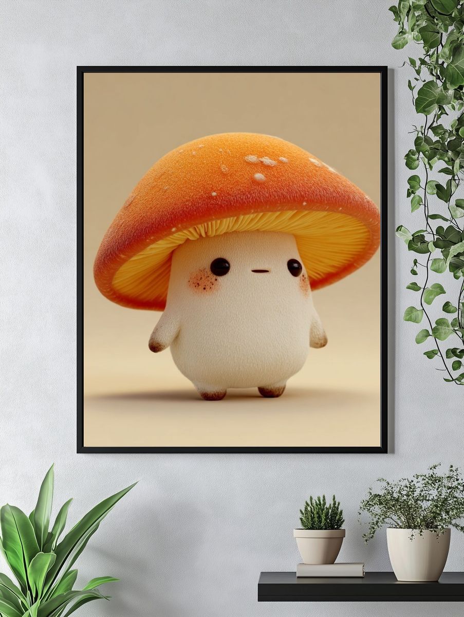 Cute Mushroom Character Illustration Poster. — room view 4