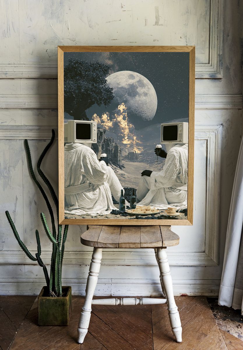 Surreal Moonlit Picnic Poster. room preview