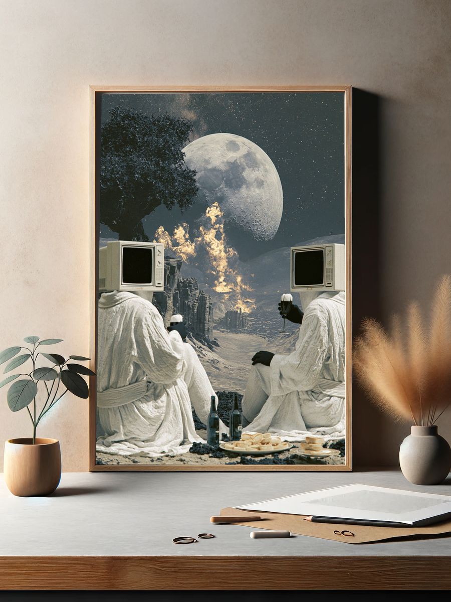 Surreal Moonlit Picnic Poster. — room view 2