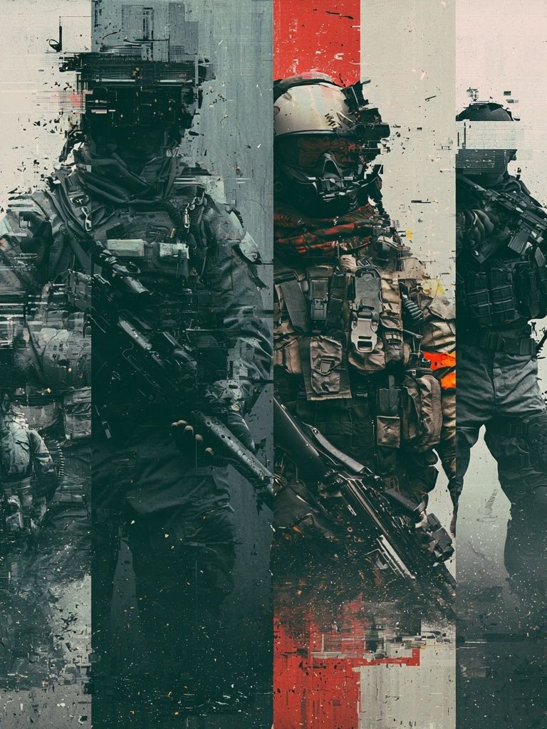 Tactical Soldiers Glitch Poster. poster — illustration art