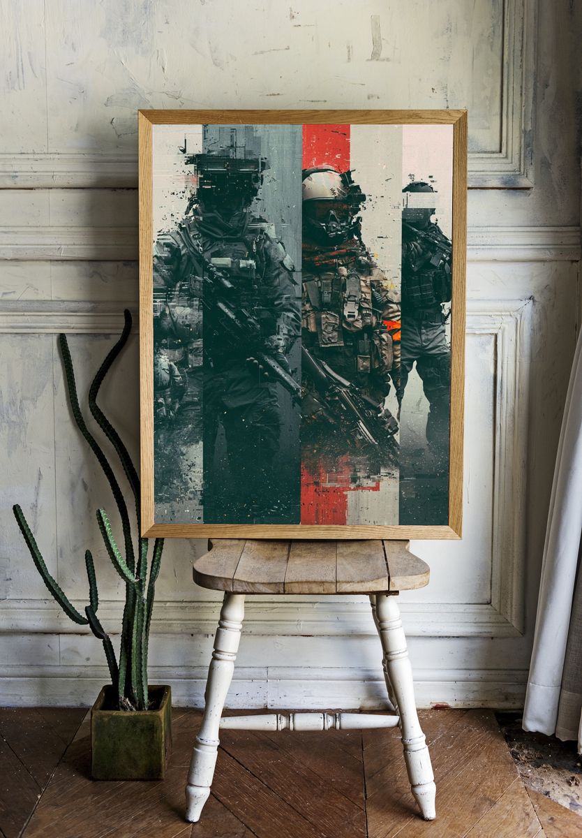 Tactical Soldiers Glitch Poster. room preview