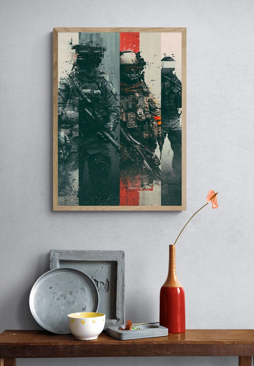 Tactical Soldiers Glitch Poster. — room view 3