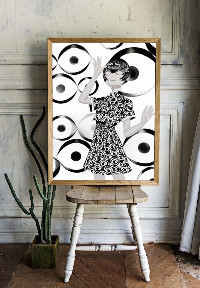 Surreal Eye Pattern Fashion Poster. — room view 1