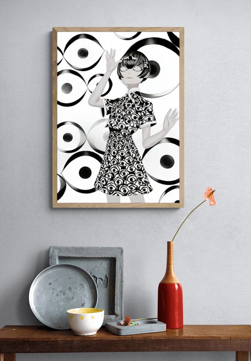 Surreal Eye Pattern Fashion Poster. — room view 3