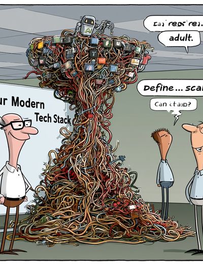 Modern Tech Stack Cartoon Poster. poster