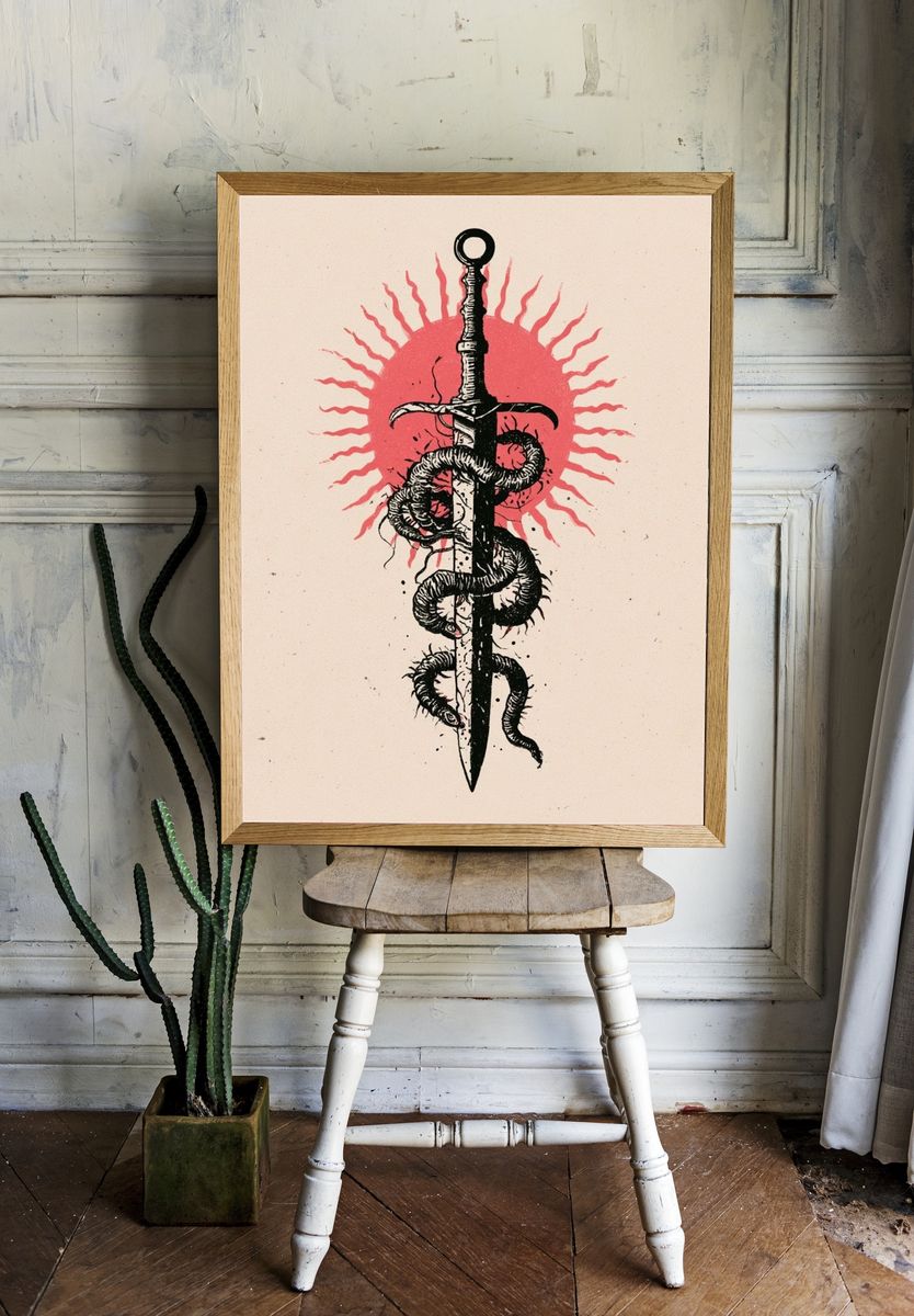 Serpent Sword Illustration Poster. room preview