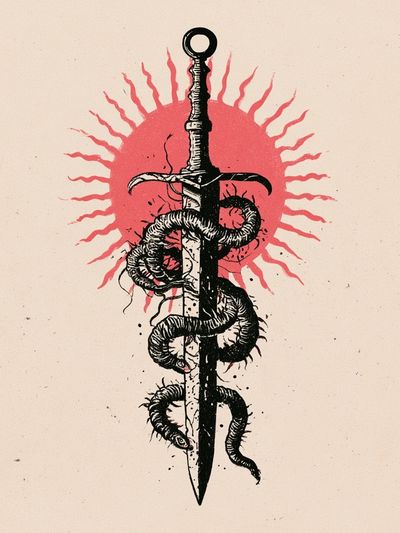Serpent Sword Illustration Poster.