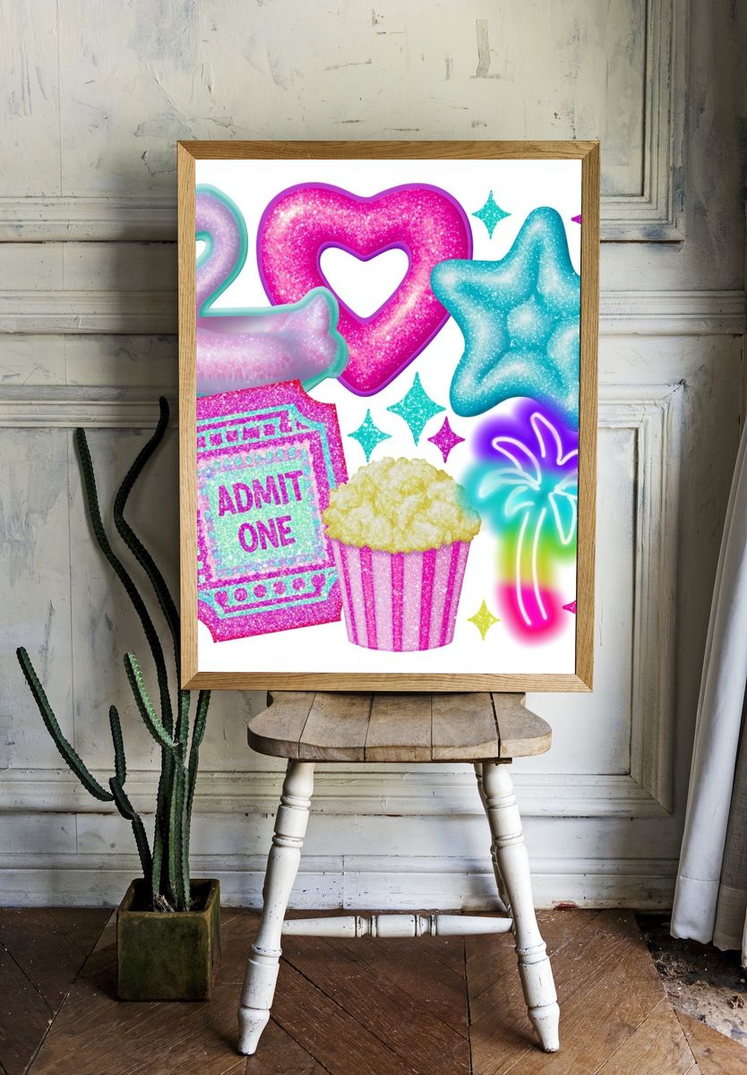Neon Party Icons Illustration Poster. room preview