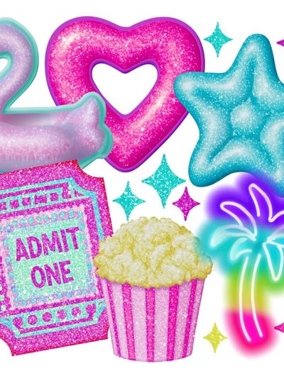 Neon Party Icons Illustration Poster.