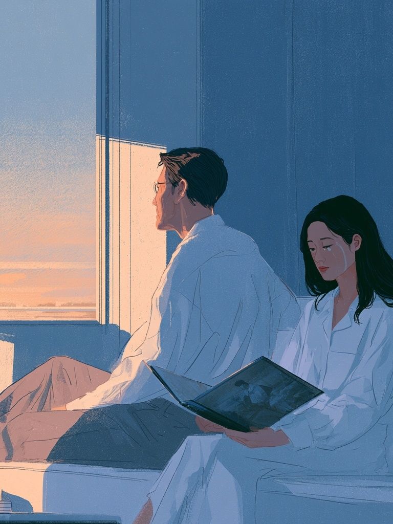Sunlit Bedroom Reading Scene Poster. poster — illustration art