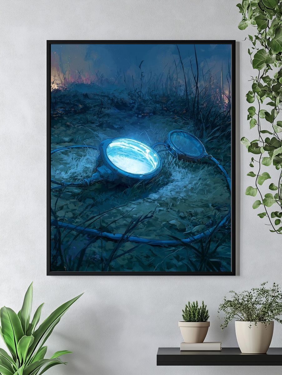 Glowing Goggles in the Grass Illustration Poster. — room view 4