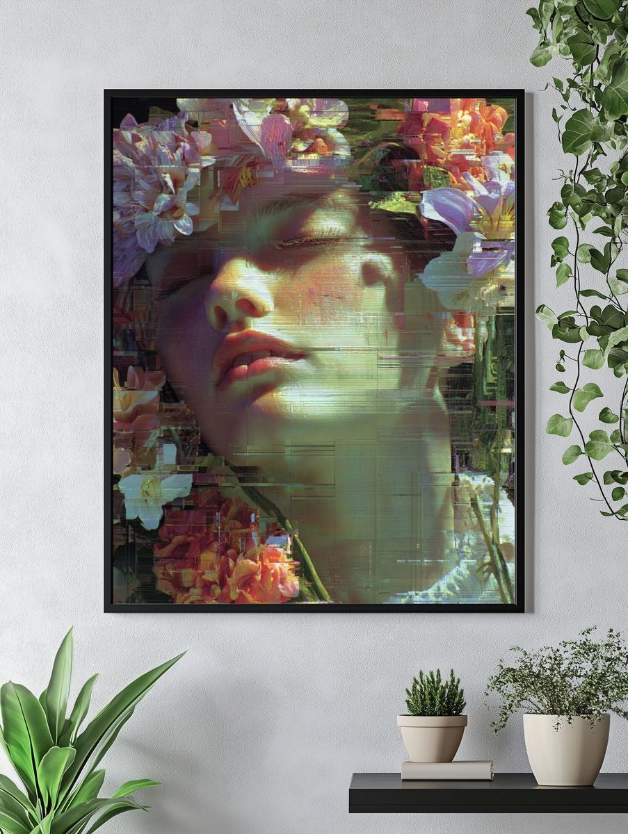 Floral Portrait Digital Art Print. — room view 4