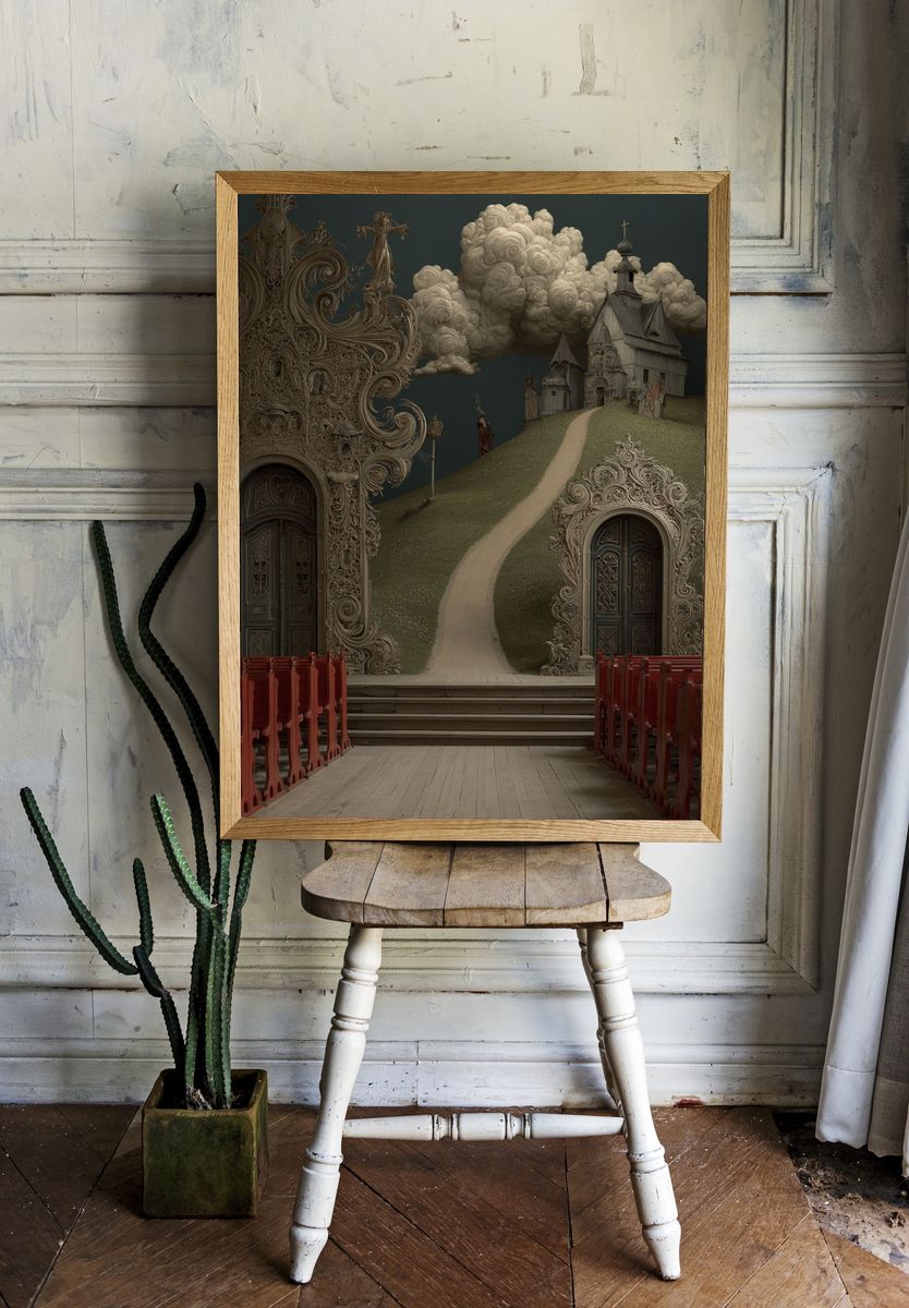 Surreal Chapel Path Print. room preview