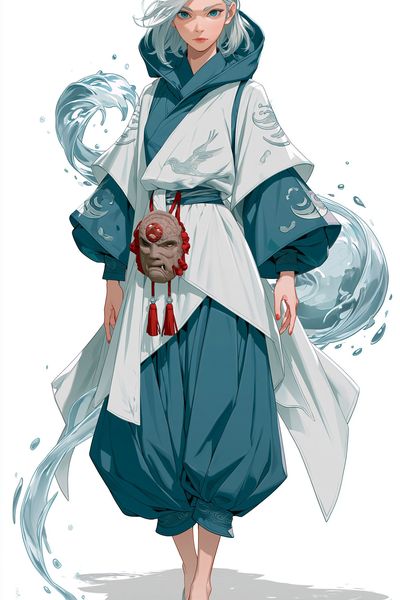 Water Spirit Warrior Illustration Poster.