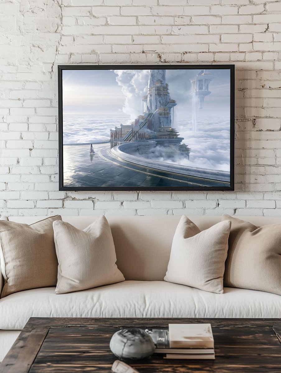 Celestial Cloud Temple Print. room preview