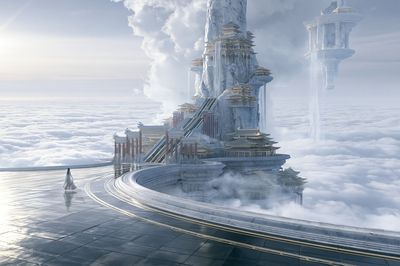 Celestial Cloud Temple Print.