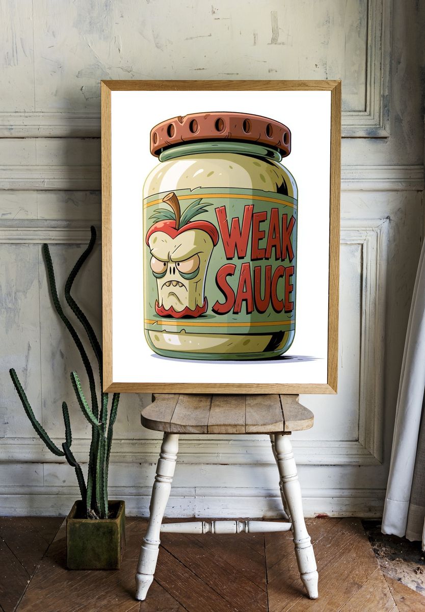 Weak Sauce Jar Cartoon Print. room preview