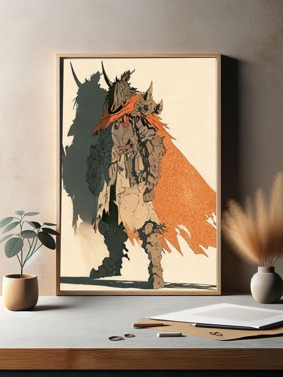 Armored Warrior Illustration Poster. — room view 2
