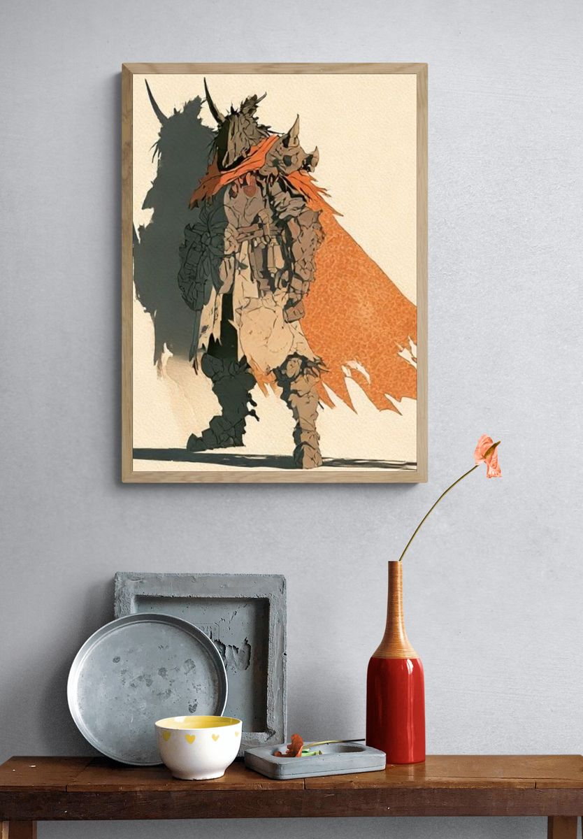 Armored Warrior Illustration Poster. — room view 3