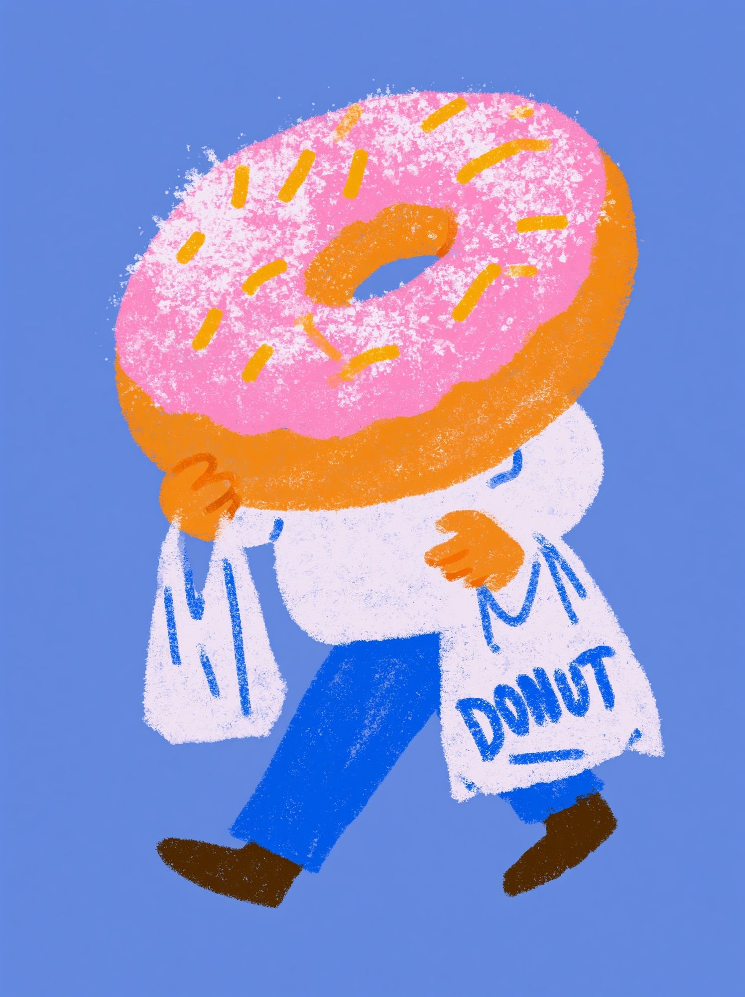 Walking Donut Illustration Poster. poster detail