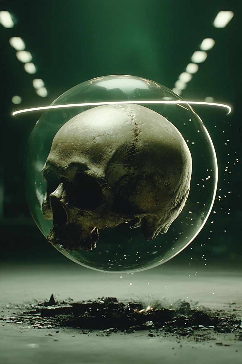 Floating Skull Surrealism Poster. poster detail