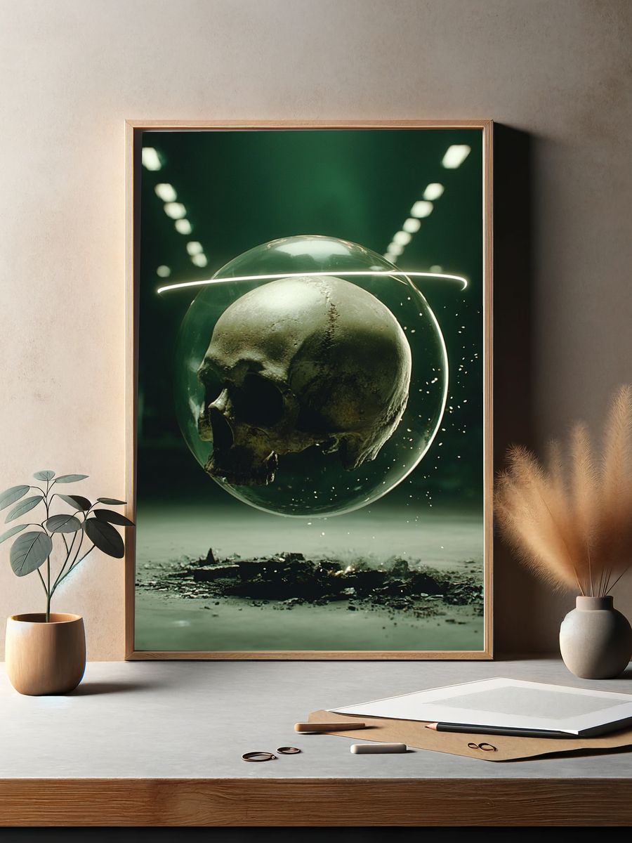 Floating Skull Surrealism Poster. — room view 2
