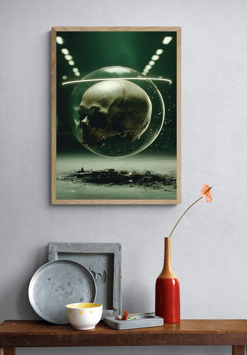 Floating Skull Surrealism Poster. — room view 3