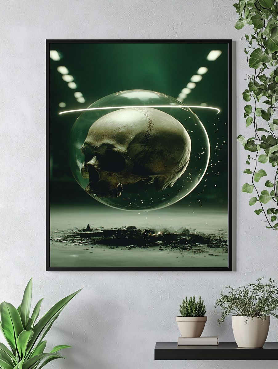 Floating Skull Surrealism Poster. — room view 4