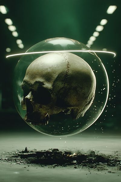 Floating Skull Surrealism Poster.