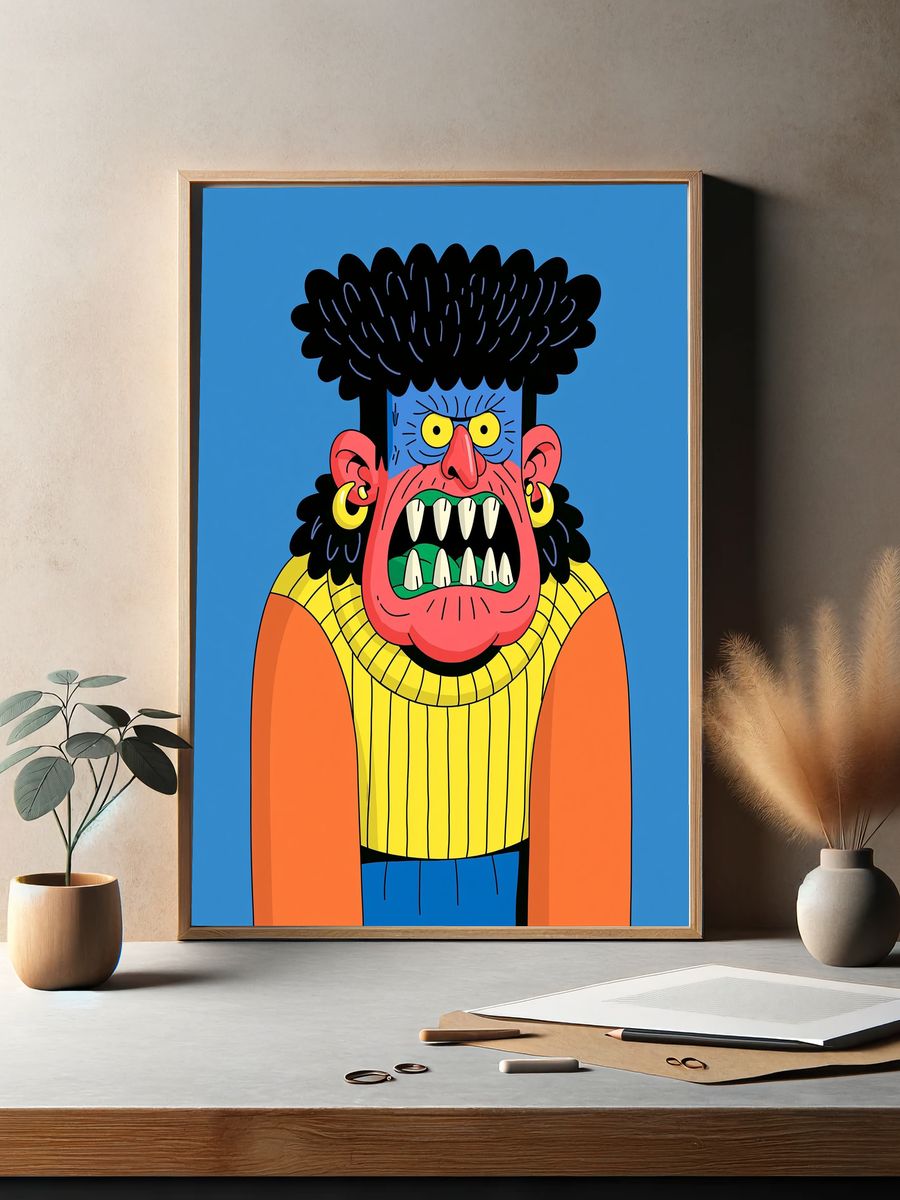 Monster Portrait Illustration Poster. — room view 2