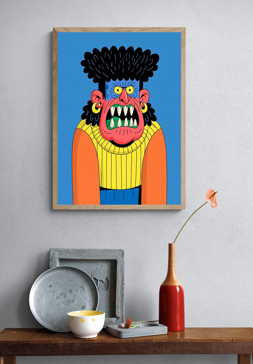 Monster Portrait Illustration Poster. — room view 3