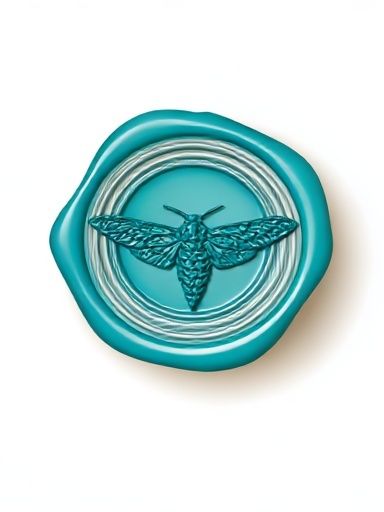 Teal Moth Emblem Illustration Poster. poster — illustration art