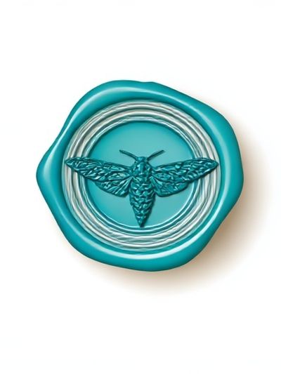 Teal Moth Emblem Illustration Poster. poster