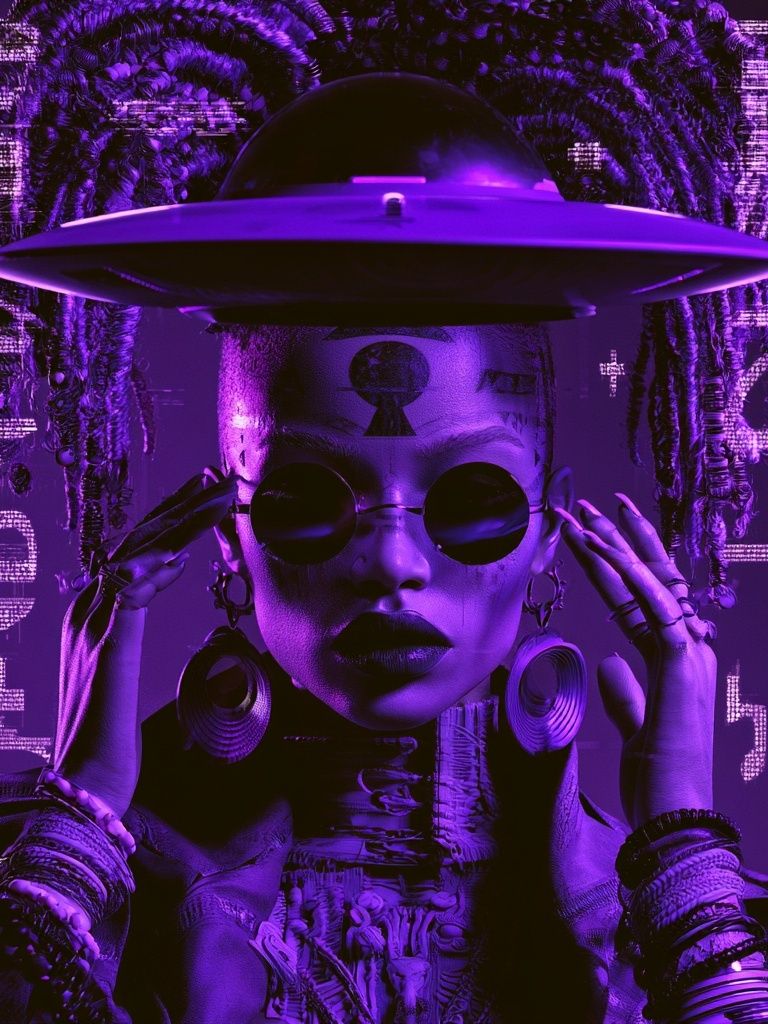 Purple Futuristic Portrait Poster. poster detail