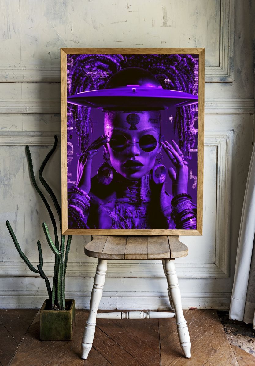 Purple Futuristic Portrait Poster. — room view 1