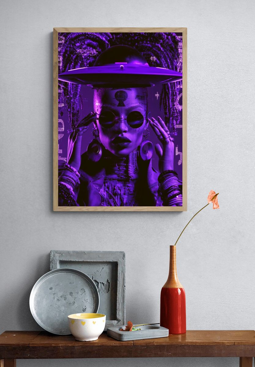 Purple Futuristic Portrait Poster. — room view 3