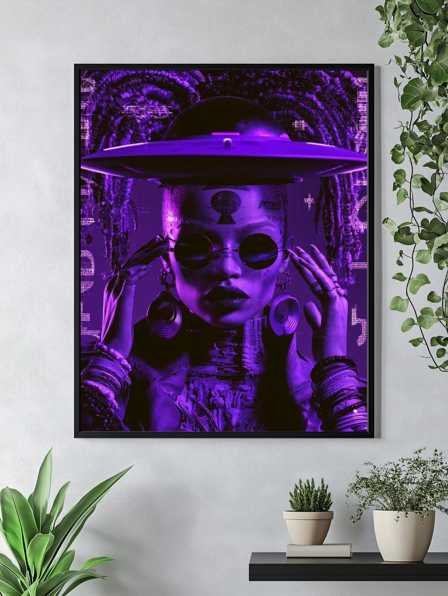 Purple Futuristic Portrait Poster. — room view 4
